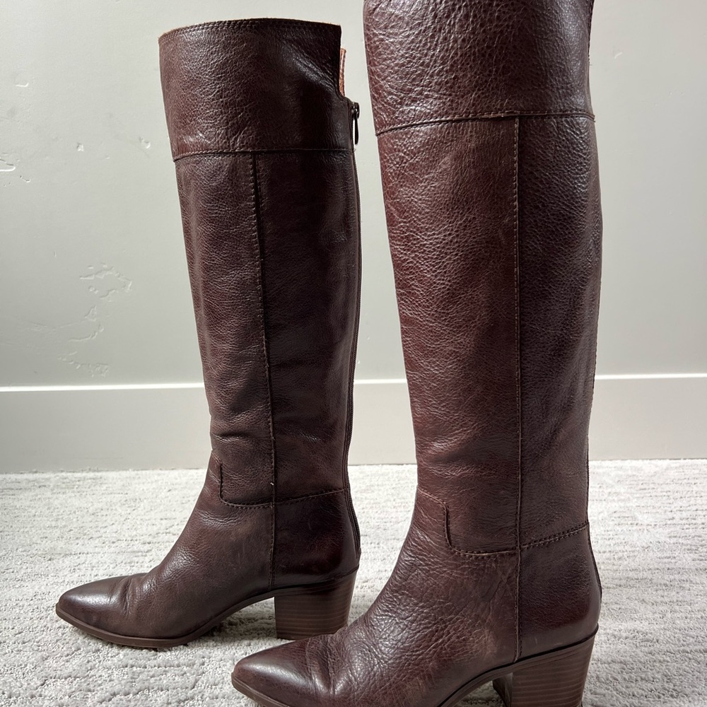 Franco Sarto Brown Leather Knee-High Boots – Size 8.5
